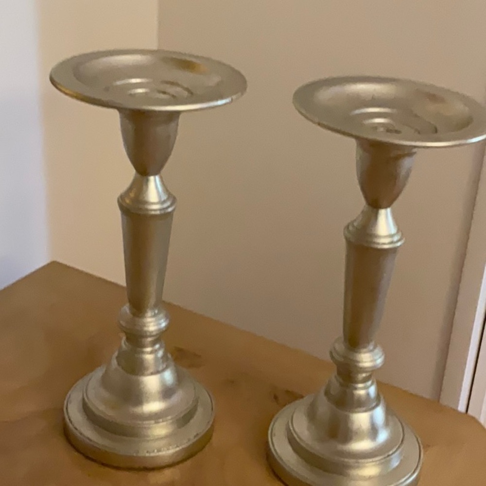 Candlesticks-Metal, Pair. Great Condition.